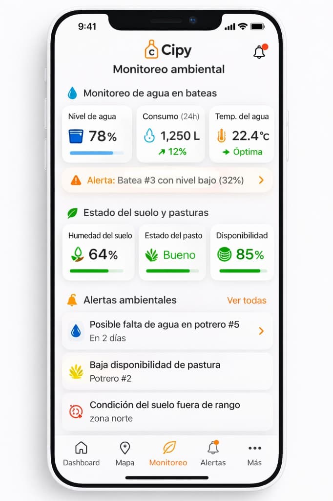 CIPY: métricas de agua, suelo, pasturas y alertas ambientales
